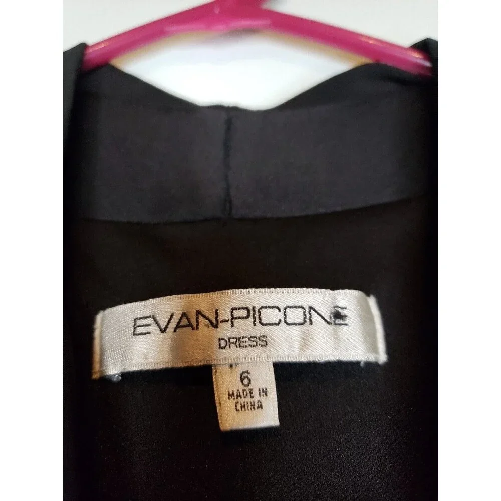 Evan Picone Womens 6 Dress V Neck Ruched Waist Half Sleeve Black Knee Length - Picture 5 of 5